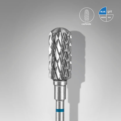 Tvrdokovový vrták na nehty, zaoblený bezpečný "válec", modrý, průměr hlavy 6 mm/ pracovní část 14 mm