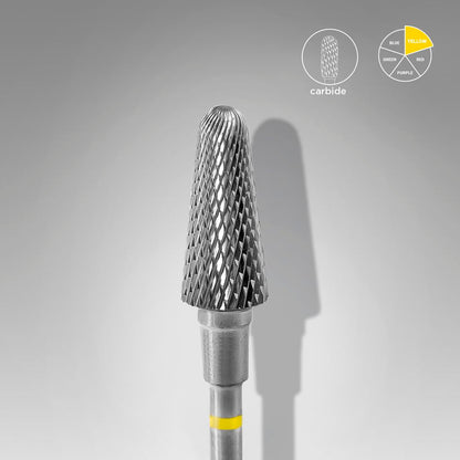 Tvrdokovový vrták na nehty frustum žlutý EXPERT průměr hlavy 6 mm / pracovní část 14 mm - STALEKS