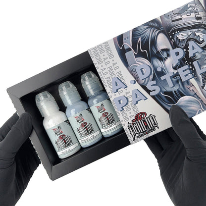 Weltberühmte Limitless Tattoo Tinte - A.D. Pancho Pastel Grau Set v2 - 6x 30 ml