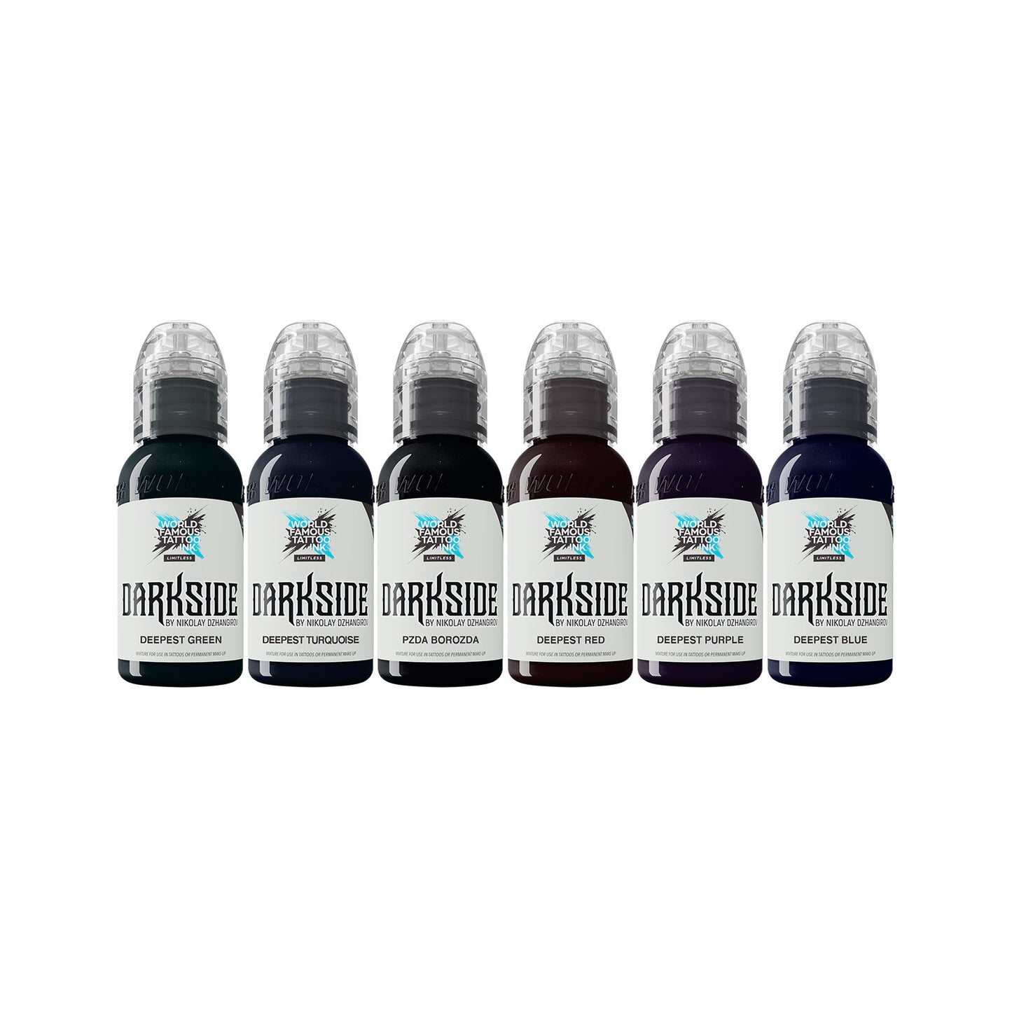 Světoznámý inkoust Limitless Tattoo - sada Nikolay Dzhangirov Darkside - 6x 30 ml