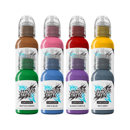 Weltbekannte Limitless Tattoo Tinte - Das Mambo Destrutturato Family Set - 8x 30 ml