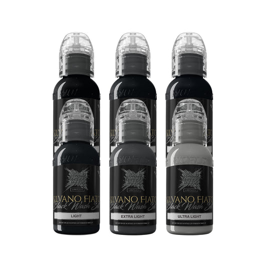 Světoznámý tetovací inkoust Limitless - sada Silvano Fiato Blackwash - 6x 30 ml