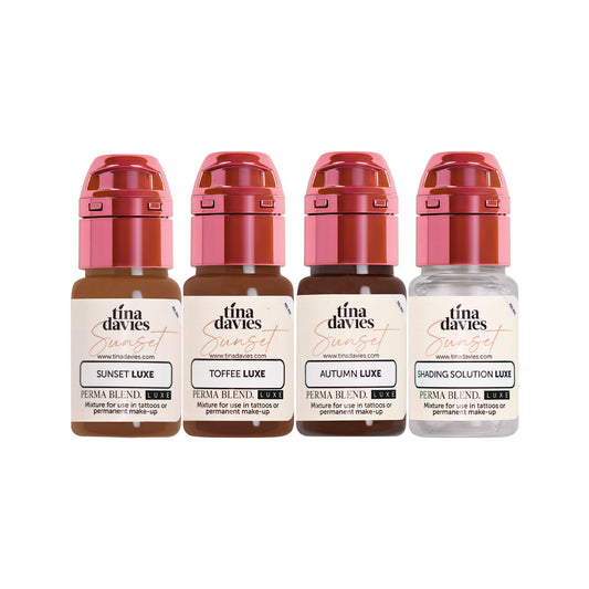 Perma Blend Luxe PMU Ink – Tina Davies Sunset Brow Collection – Komplettset 4x 15 ml