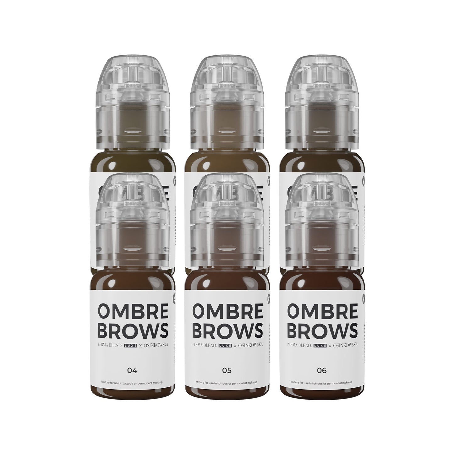 Inkoust Perma Blend Luxe PMU - sada na ombré obočí Paulina Osinkowska - 6x 15 ml