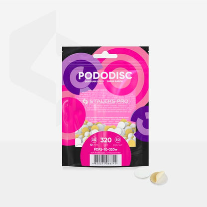 Disposable white files on soft foam layer for pedicure disc PODODISC XS EXPERT 320 grit (50 pcs) - STALEKS