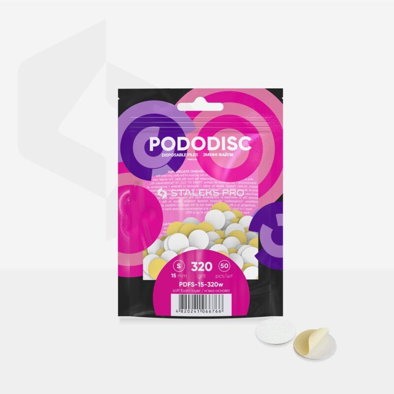 Jednorázové bílé pilníky na měkké pěnové vrstvě na pedikérský kotouč PODODISC S EXPERT zrnitost 320 (50 ks) - STALEKS