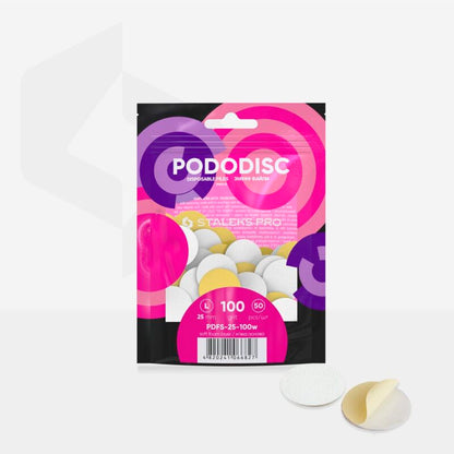 Disposable white files on soft foam layer for pedicure disc PODODISC L EXPERT 100 grit (50 pcs) - STALEKS