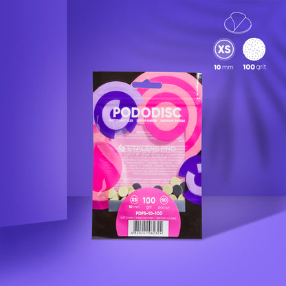 Disposable files on a soft foam layer for pedicure disc PODODISC XS EXPERT 100 grit (50 pcs) - STALEKS