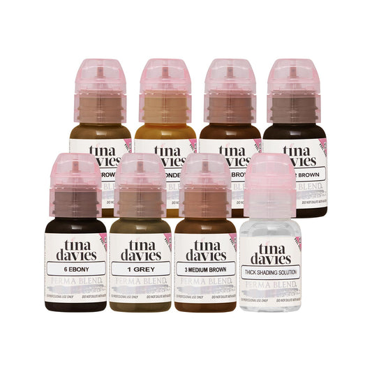 Perma Blend - Tina Davies' I Love Ink Augenbrauen-Kollektion - Komplettes Set mit 8 Flaschen (15 ml)
