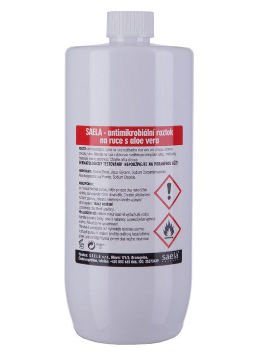 SAELA - antimikrobiální čisticí roztok na ruce s aloe vera - 1000 ml