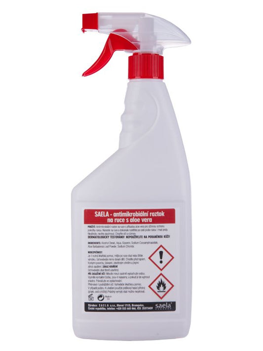SAELA - antimikrobiální čisticí roztok na ruce s aloe vera - 750 ml