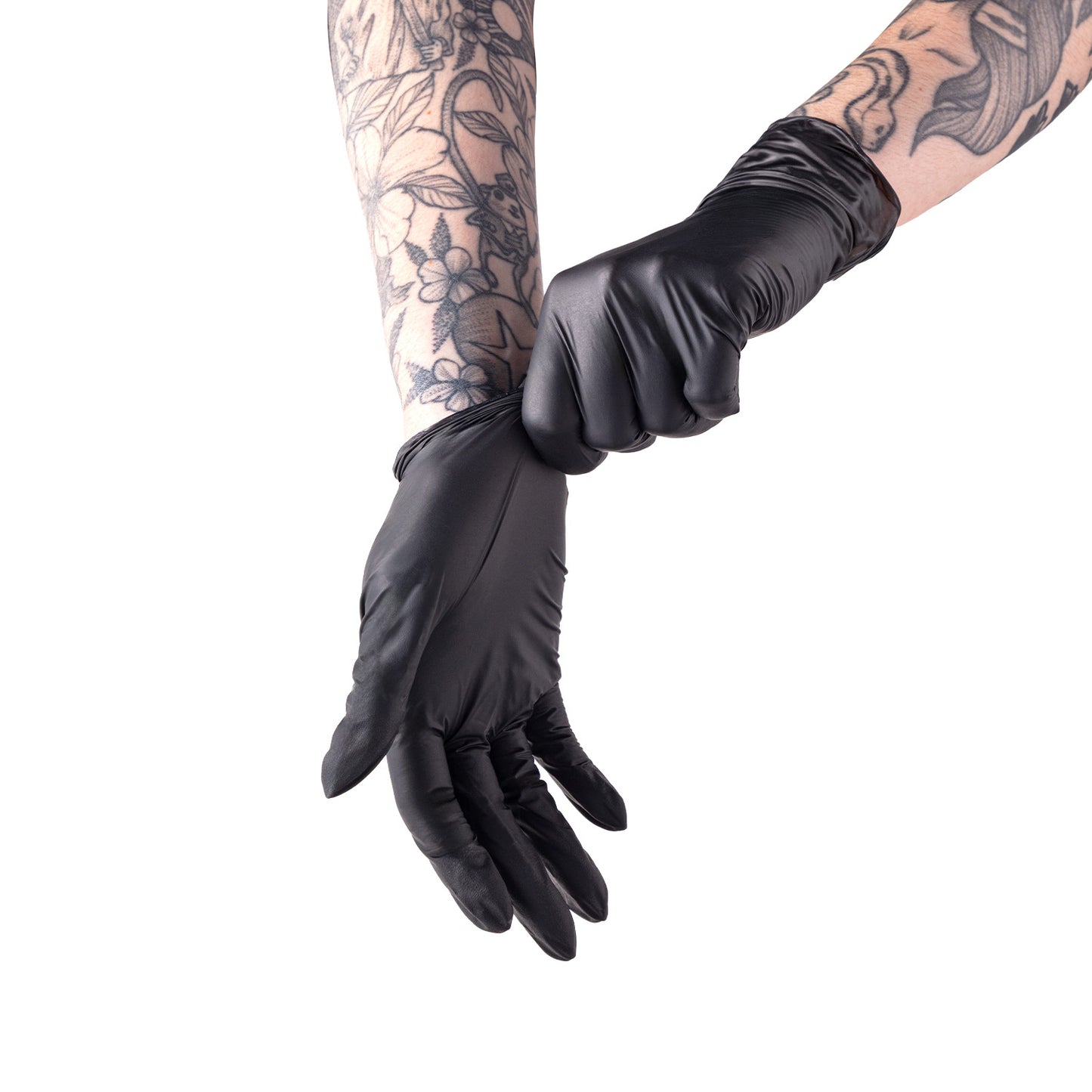 Schachtel mit 100 Saferly schwarzen Nitrilhandschuhen - Karton mit 10 Schachteln