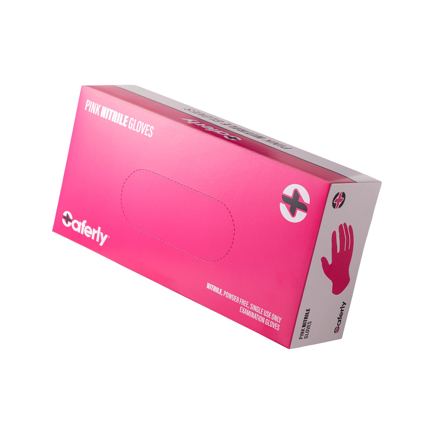 Schachtel mit 100 Saferly Pink Nitrilhandschuhen – Karton mit 10 Schachteln