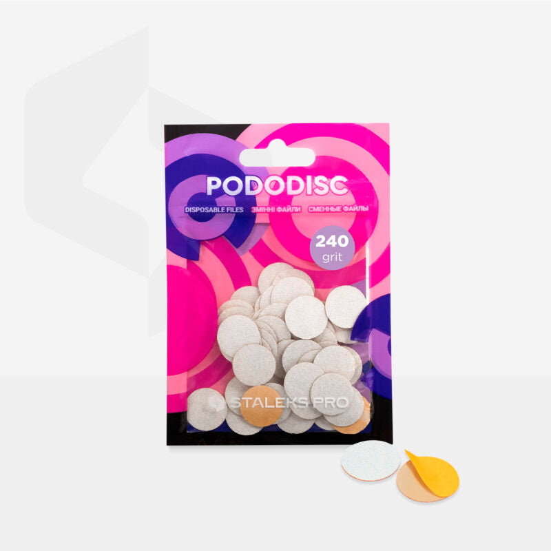 Disposable white files for pedicure disc PODODISC S EXPERT 240 grit (50 pcs) - STALEKS