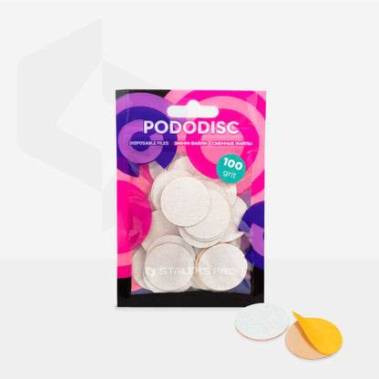 Disposable white files for pedicure disc PODODISC L EXPERT 100 grit (50 pcs) - STALEKS