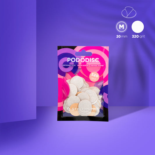 Disposable white files for pedicure disc PODODISC M EXPERT 320 grit (50 pcs) - STALEKS