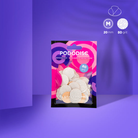 Jednorázové bílé pilníky na pedikérský kotouč PODODISC M EXPERT zrnitost 80 (50 ks) - STALEKS
