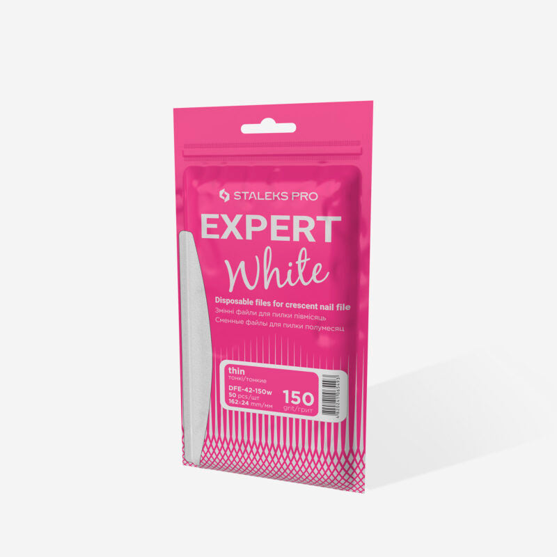 Jednorázové bílé pilníky na pilník s půlměsícem EXPERT 42 150 zrnitost (50 ks) - STALEKS