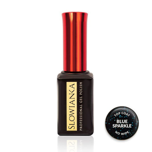SLOWIANKA Top Coat No Wipe Blue Sparkle 10g