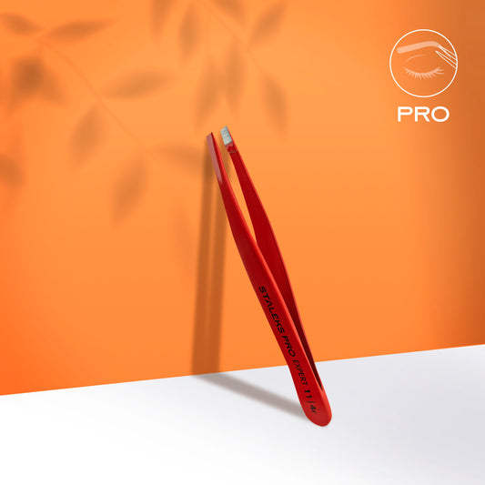 Eyebrow tweezers red EXPERT 11 TYPE 4r (narrow beveled) - STALEKS