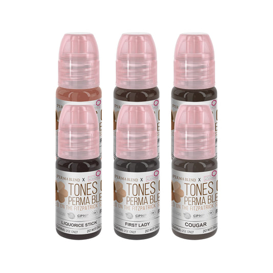 Perma Blend X Clinical Academy – Tones of Perma Blend Fitzpatrick 5–6 (Set 3) – 6 x 15 ml