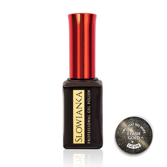 SLOWIANKA Vrchní lak No Wipe Flash Cat Eye Gold 10g