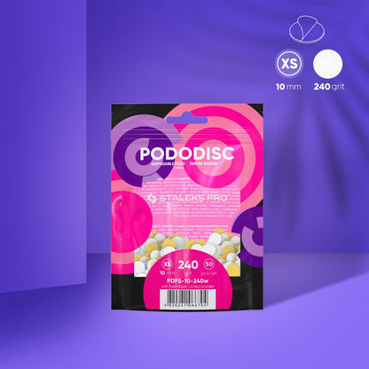 Jednorázové bílé pilníky na měkké pěnové vrstvě na pedikérský kotouč PODODISC XS EXPERT zrnitost 240 (50 ks) - STALEKS
