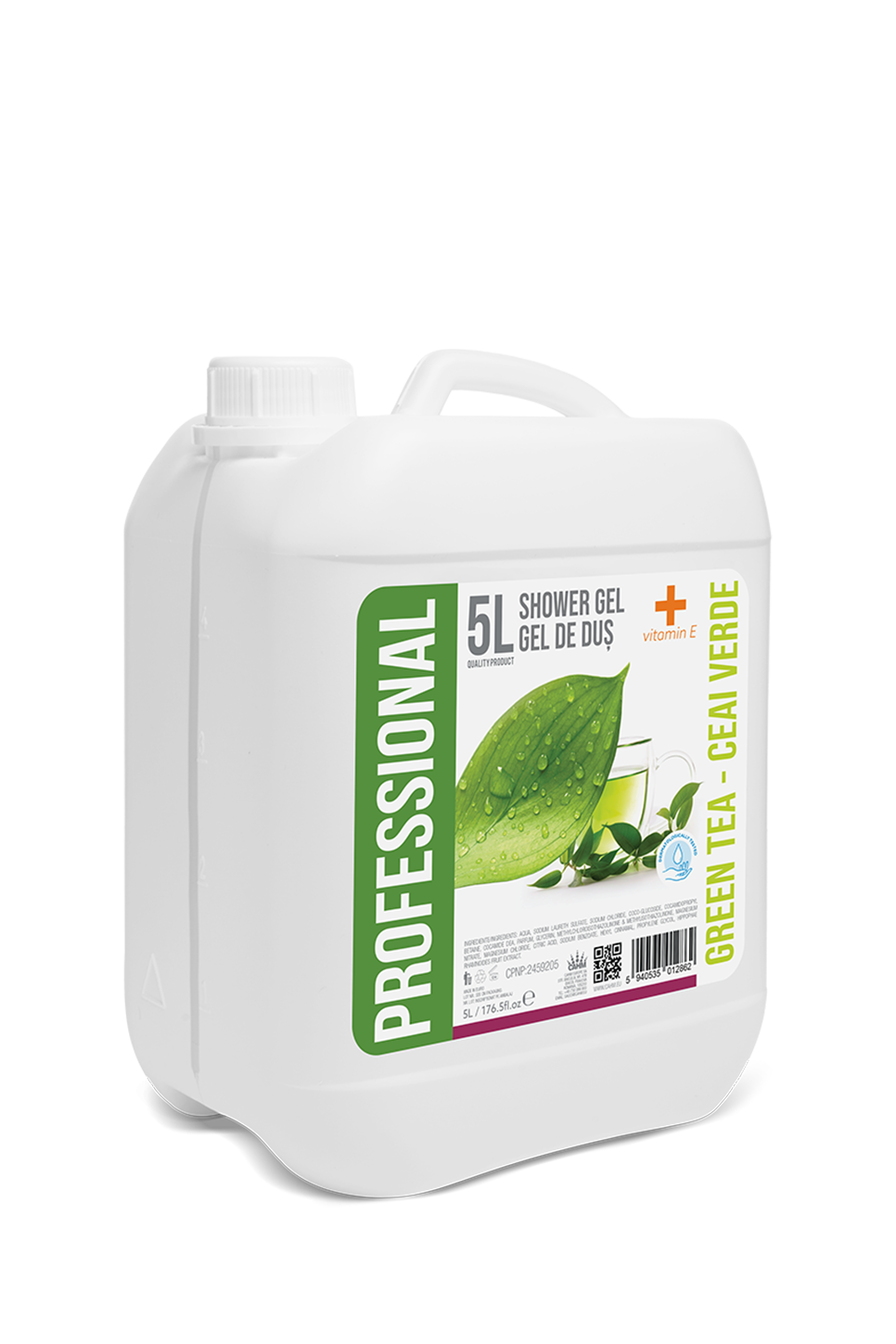 Professional Shower gel Green Tea + Vitamin E, 5L Canister - PROFESSIONAL