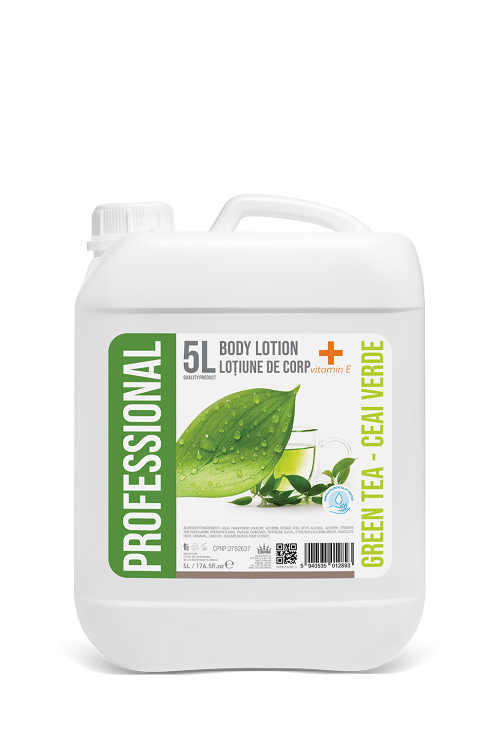 Professionelle Körperlotion 5L – Grüner Tee + Vitamin A, 5L-Kanister – PPROFESSIONAL